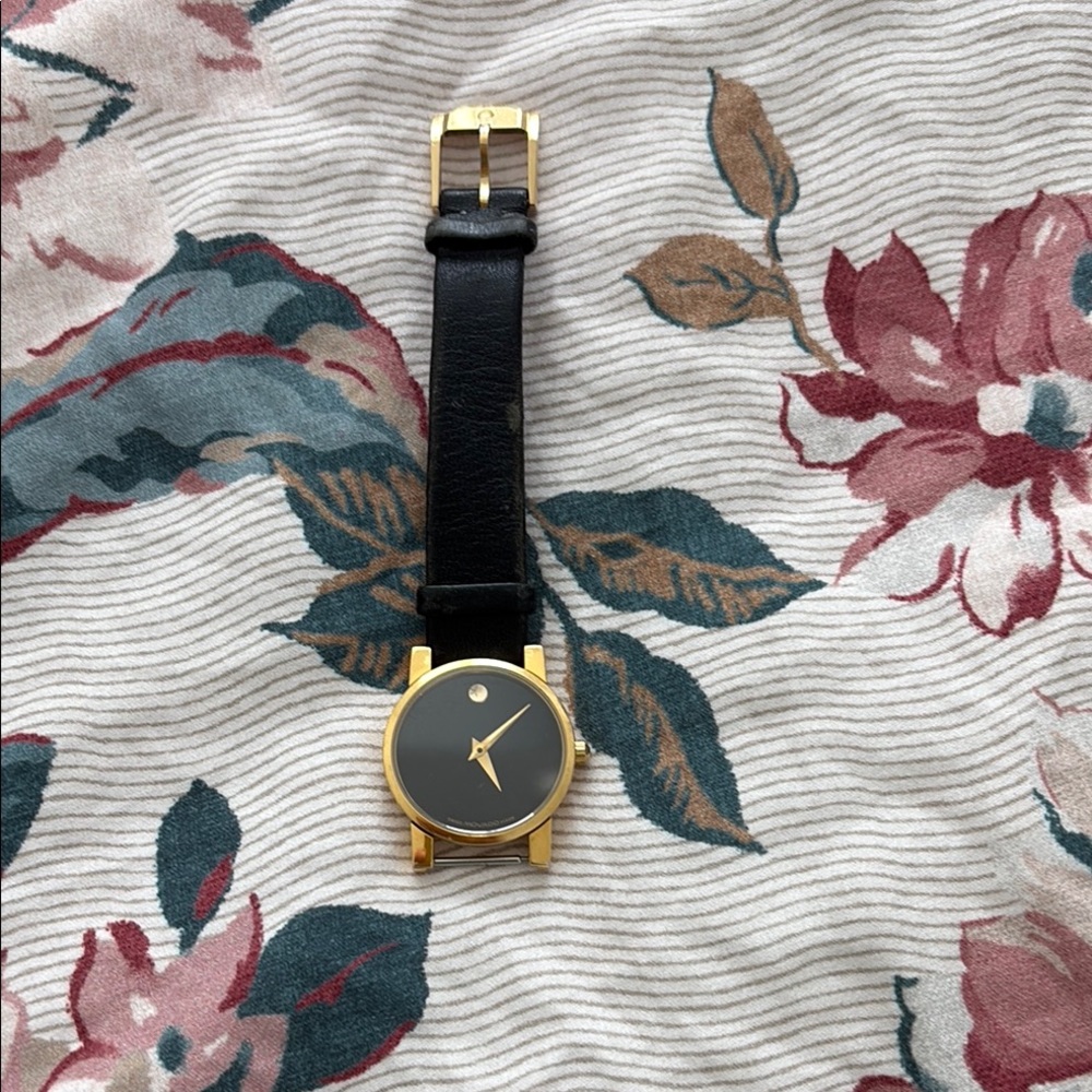 Movado Black and Gold Women's Watch